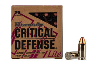 Hornady Critical Defense Lite 9mm ammo features a 100 grain FlexLock bullet for lower recoil